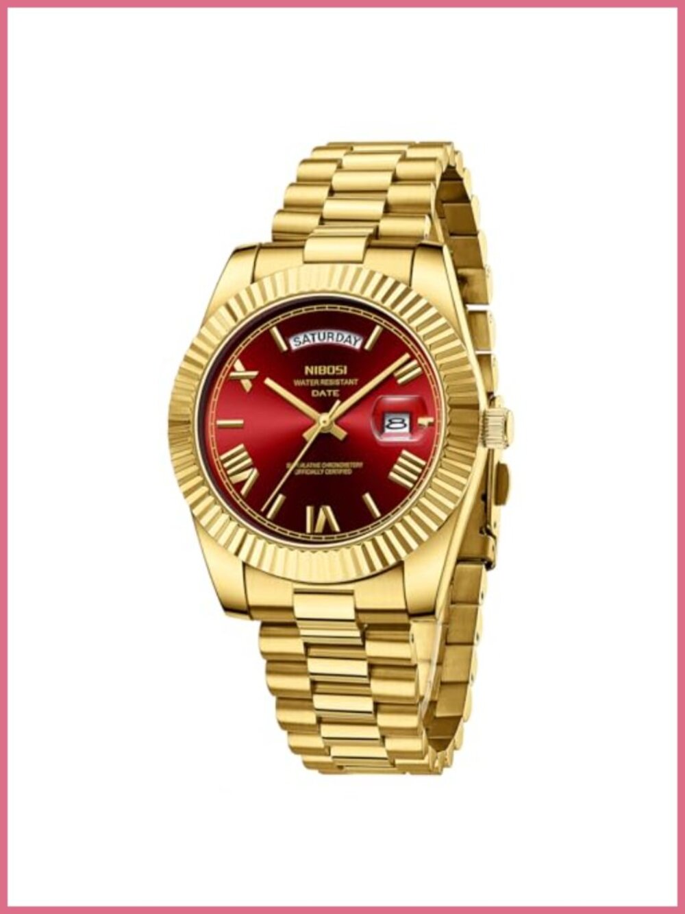 Men's Analog Quartz Watch Stainless Steel Day Date Water Resistant Dress